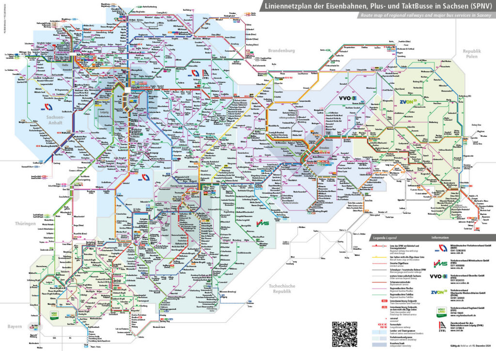 Die fünf sächsischen Verkehrsverbünde haben ihren gemeinsamen Schienennetzplan aktualisiert und neu herausgegeben.