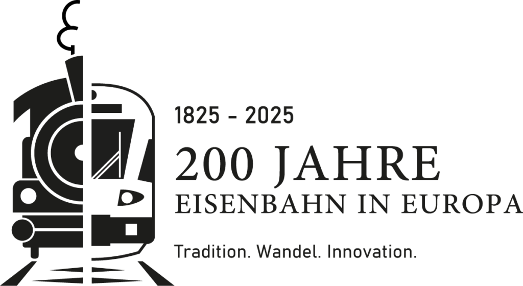 Grafisches Logo der Veranstaltung "200 Jahre Eisenbahn in Europa"